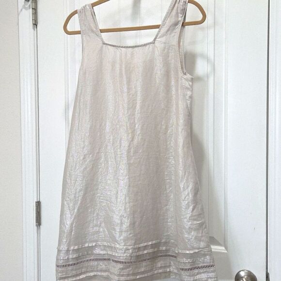 - C&C California Sleeveless Artesian  100% Linen Embroderied Midi Dress Small - Picture 1 of 6